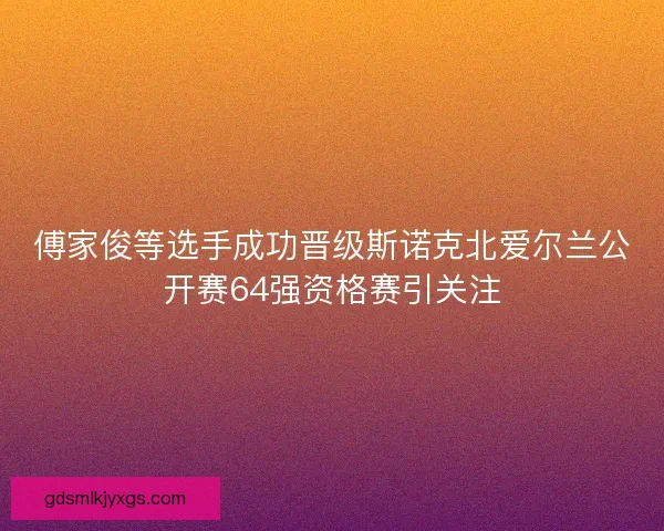 傅家俊等选手成功晋级斯诺克北爱尔兰公开赛64强资格赛引关注