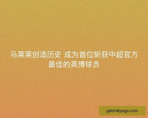 马莱莱创造历史 成为首位斩获中超官方最佳的英博球员