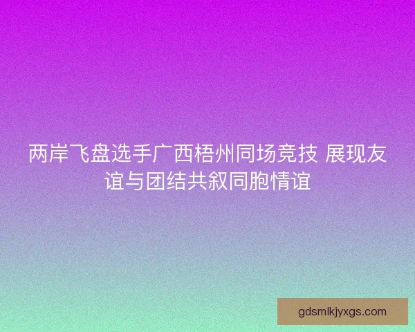 两岸飞盘选手广西梧州同场竞技 展现友谊与团结共叙同胞情谊